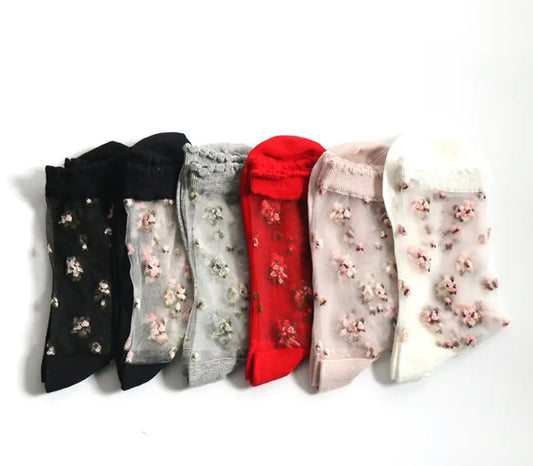 Medias transparencia flor