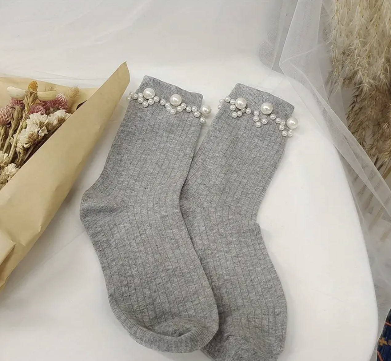 Medias con perlas